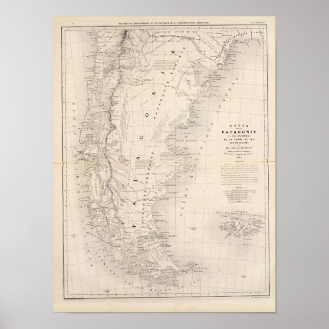 Patagonia, Tierra del Fuego, the Falkland Poster (Front)