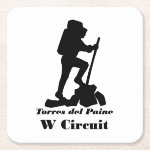 Patagonia - Torres del Paine - W Circuit - Hiking Square Paper Coaster