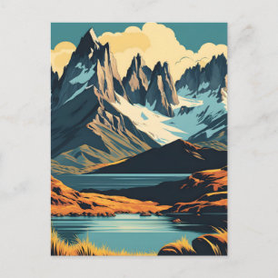 Patagonia Vintage Travel Poster Style Landscape Postcard