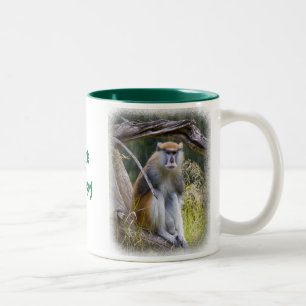 Patas Monkey on White Two-Tone Coffee Mug