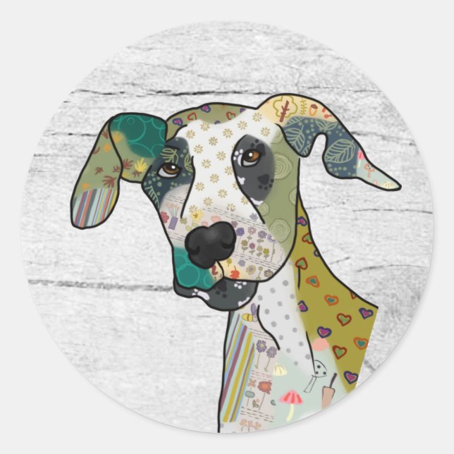 patch dog classic round sticker (Front)