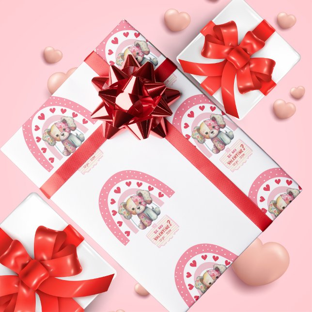 Patch Dog Doll,Cute Heart Rainbow, Valentine's Day Wrapping Paper (Creator Uploaded)