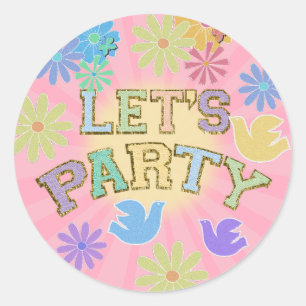 Patch Letter Birthday Party Retro Preppy Hippie Classic Round Sticker