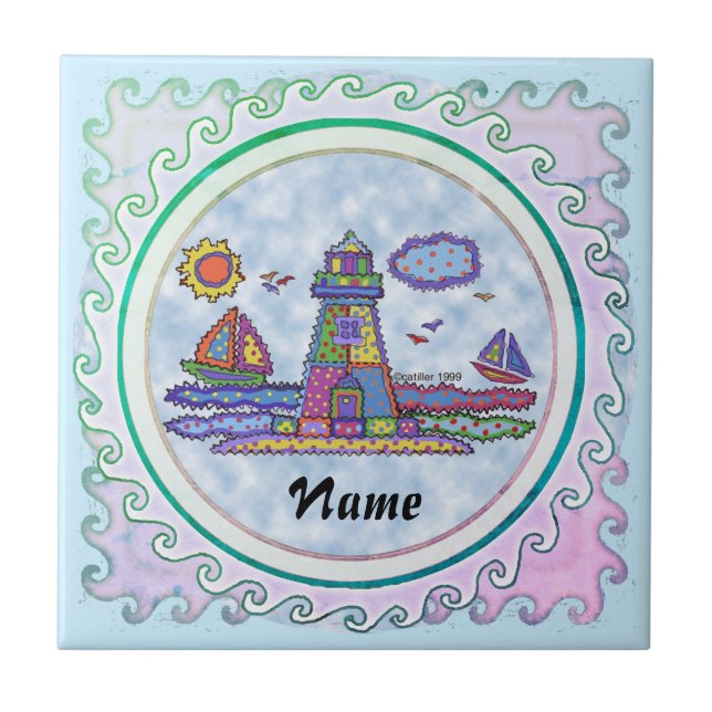 Patch lighthouse  ceramic tile (Front)