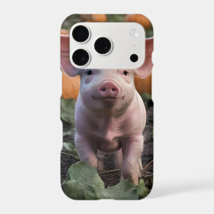 **"Patch of Joy: A Happy Baby Pig Among Pumpkins"*