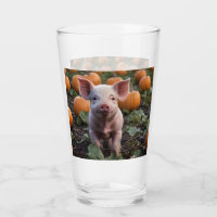 **"Patch of Joy: A Happy Baby Pig Among Pumpkins"*