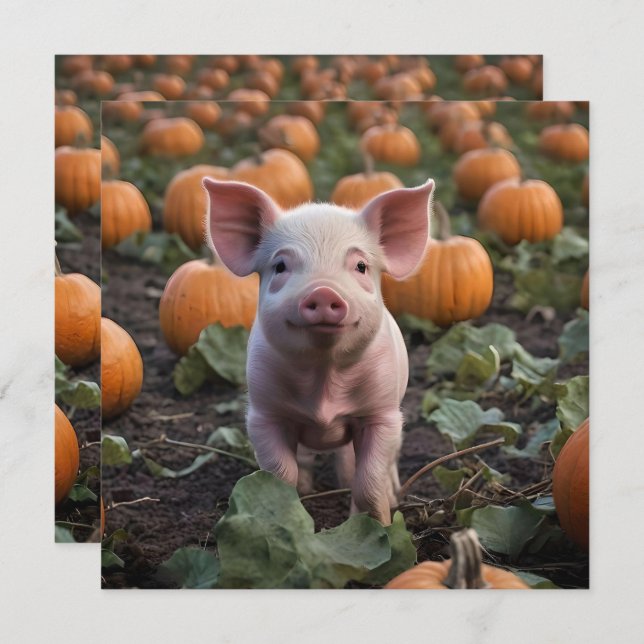 **"Patch of Joy: A Happy Baby Pig Among Pumpkins"* Save The Date (Front/Back)