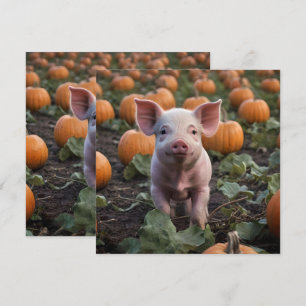 **"Patch of Joy: A Happy Baby Pig Among Pumpkins"* Save The Date