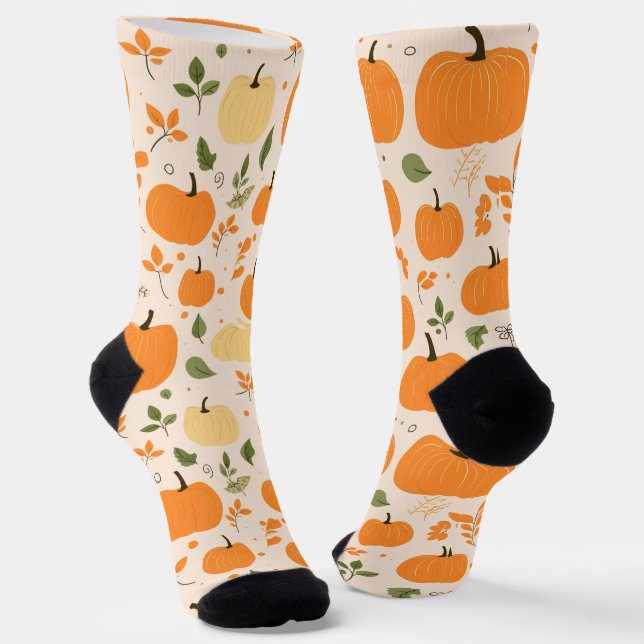 Patch Perfect - Cosy Orange Pumpkin Pattern Socks (Angled)