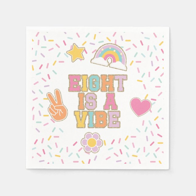 Patch Preppy Eight is a Vibe 8th Birthday Napkin (Front)
