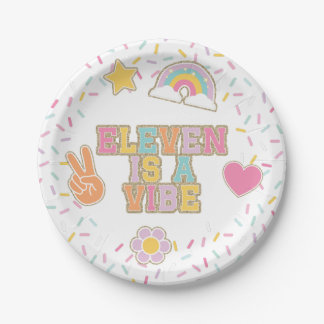 Patch Preppy Eleven is a Vibe 11th Birthday Paper Plate