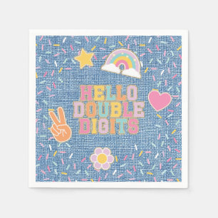 Patch Preppy Hello Double Digits 10th Birthday Napkin