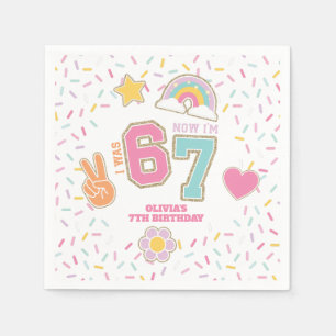 Patch Preppy I was SIX now I'm SEVEN 7th Birthday Napkin