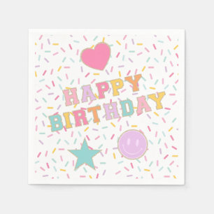 Patch Preppy Letter Birthday Paper Plates Napkin