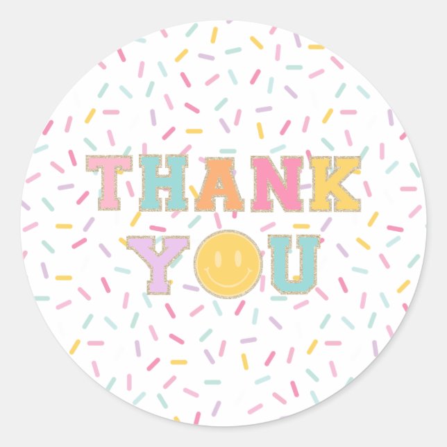 Patch Preppy Letter thank you favour Classic Round Sticker (Front)
