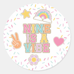 Patch Preppy Nine is a Vibe 9th Birthday Classic Round Sticker
