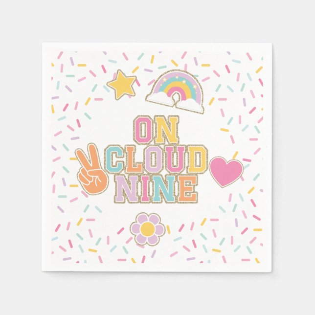 Patch Preppy On Cloud Nine 9th Birthday Napkin (Front)