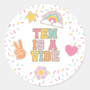 Patch Preppy Ten is a Vibe 10th Birthday Classic Round Sticker