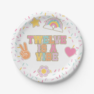 Patch Preppy Twelve is a Vibe 12th Birthday Paper Plate