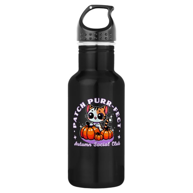 Patch purr-fect - cat pumpkin patch 532 ml water bottle (Front)