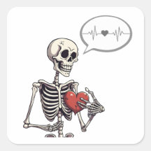 Patch sticker square, passionate skeleton