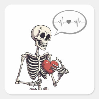 Patch sticker square, passionate skeleton