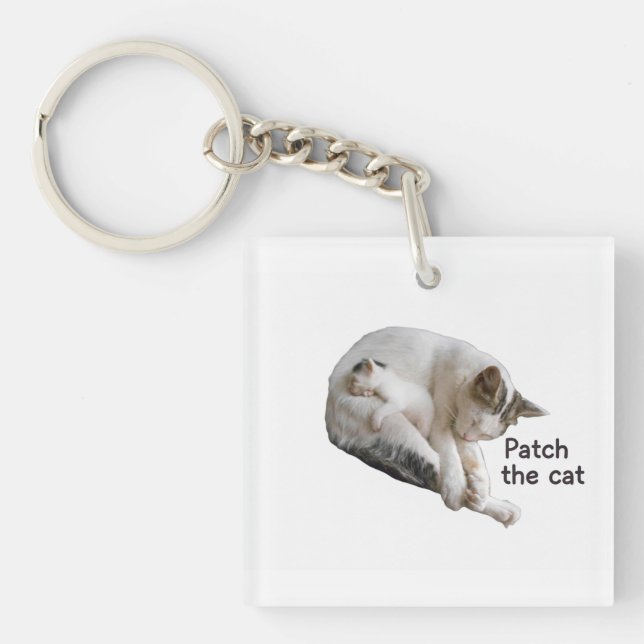 PATCH THE CAT AND HER KITTEN  KEY RING (Front)