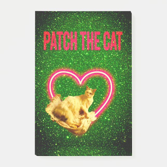 PATCH THE CAT DESIGN GLITTER AND GLAMOUR POST-IT NOTES (Front)