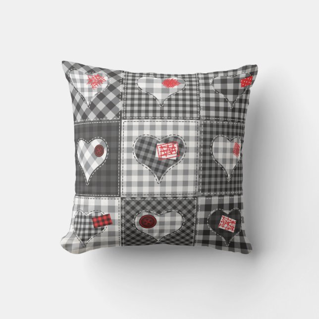 Patch-work Heart Quilt Cushion (Front)
