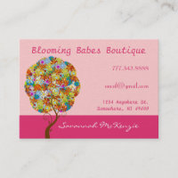 Patch Work Tree on Pink Business Cards