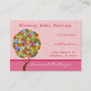 Patch Work Tree on Pink Business Cards