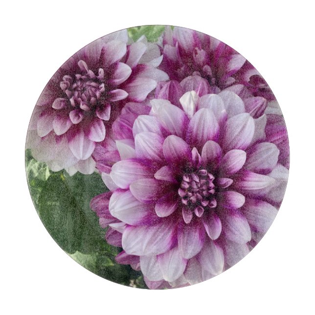 Patches Dahlia, Stunning Purple Flower Cutting Board (Front)