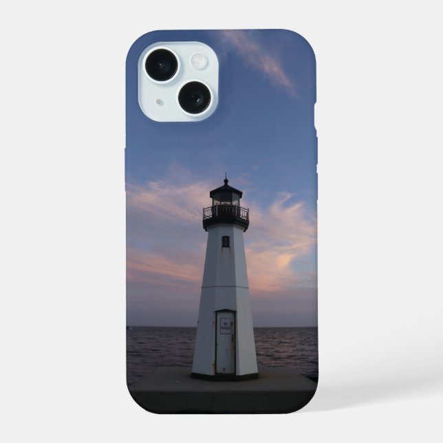 Patchogue light house at sunset iPhone 15 case (Back)