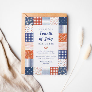 Patchwork 4th of July BBQ Invitation