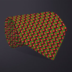 Patchwork Afghanistan Flag Pattern  Tie