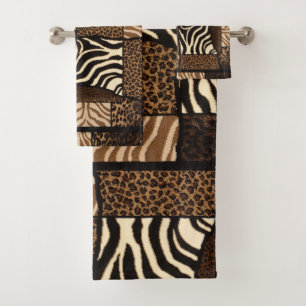 Patchwork African Animal Pattern–  Bold & Cultural Bath Towel Set