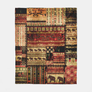 Patchwork african pattern grunge print background fleece blanket