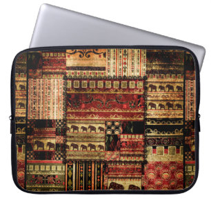 Patchwork african pattern grunge print background laptop sleeve