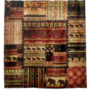 Patchwork african pattern grunge print background shower curtain