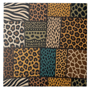 Patchwork Animal Print Ceramic Tile