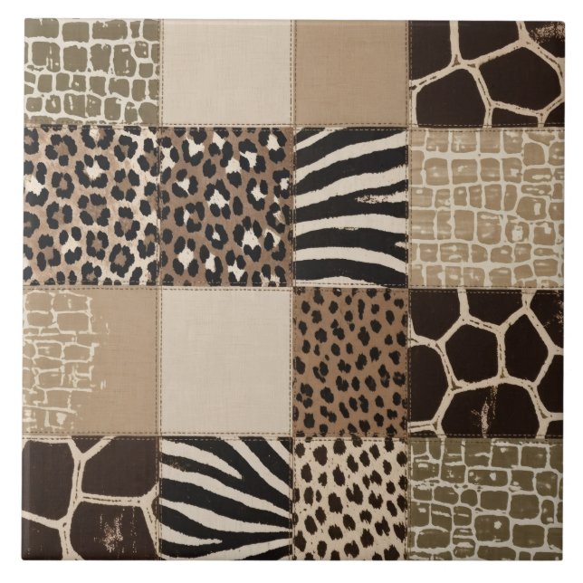 Patchwork Animal Print Ceramic Tile (Front)