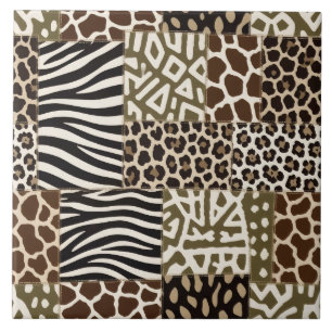 Patchwork Animal Print Ceramic Tile