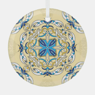 Patchwork Arabic Floral Vintage Texture Glass Tree Decoration