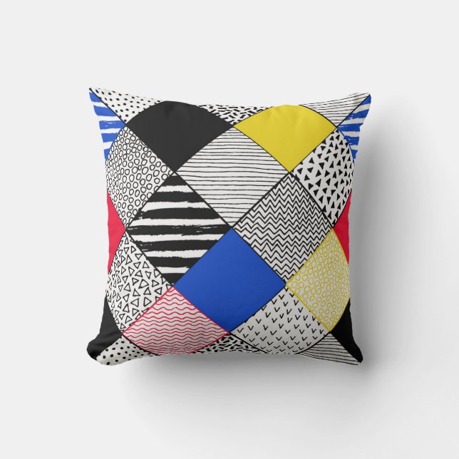 Patchwork background: birds, polka dots. cushion (Front)