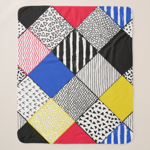 Patchwork background: birds, polka dots. sherpa blanket
