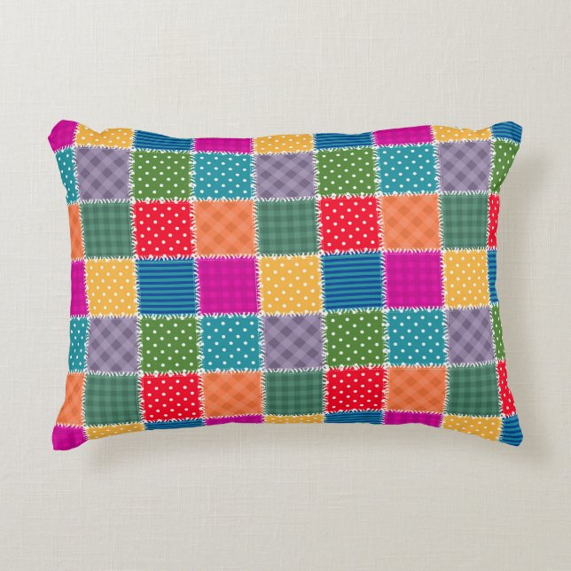 Patchwork Background: Diverse Pattern Mix Decorative Cushion (Front)