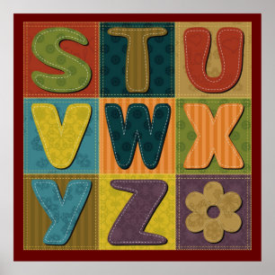 Patchwork Background with Alphabet Pattern Poster