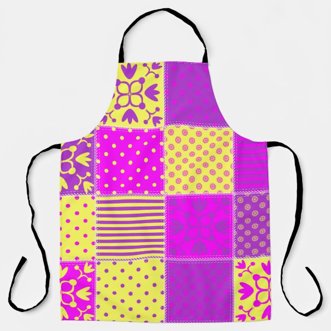 patchwork background with different patterns art,b apron (Front)