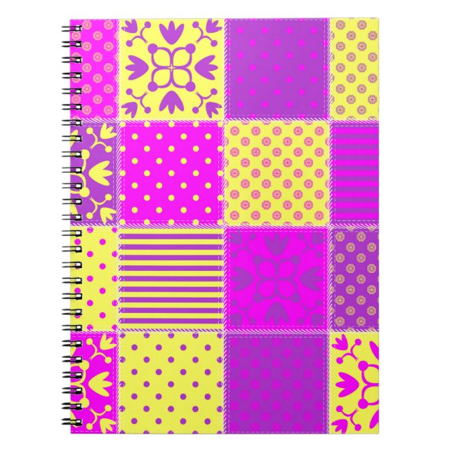patchwork background with different patterns art,b notebook (Front)