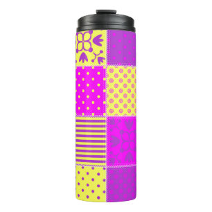 patchwork background with different patterns art,b thermal tumbler